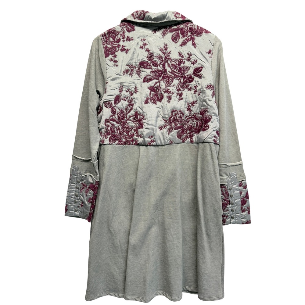 Soft Surroundings Grandeur Floral Embroidered Beaded Jacket Size S Gray